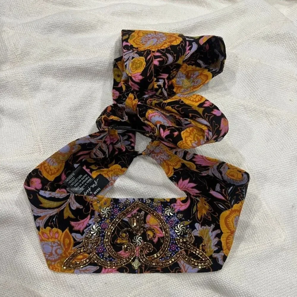 Free People x Namjosh Beaded Fabric Headband Wrap NEW